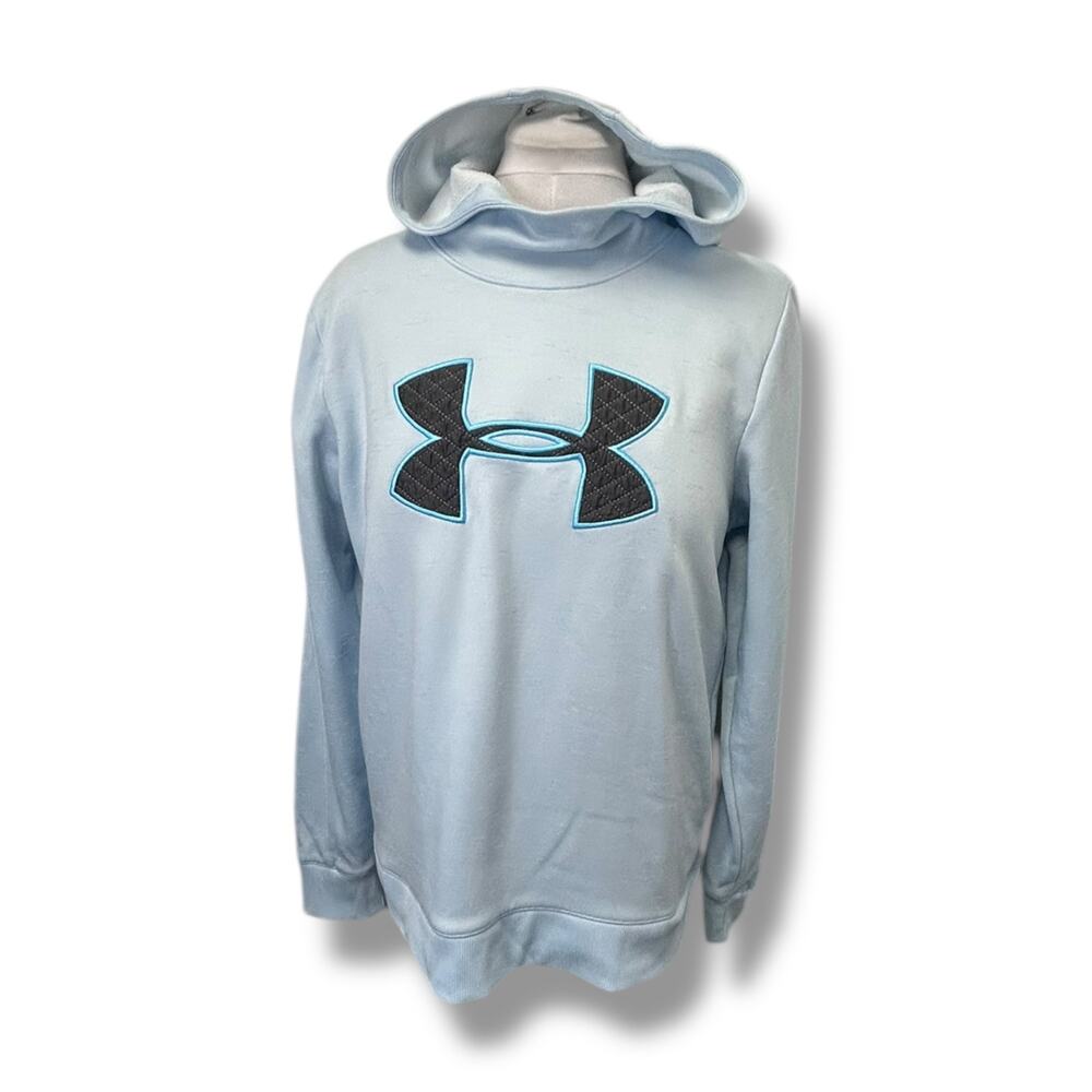 Under Armour Womens Fleece Logo Coldgear Hoodie, Blue, size L